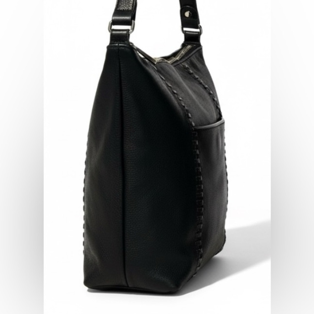 Tommy Bahama Black Leather Hobo Shoulder Bag Soft Slouchy Everyday purse - Picture 6 of 11